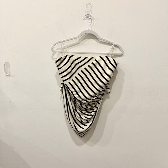 NWT Zara Striped Sleeveless Handkerchief Hem Scarf Top Cream/Black Women's XL - Picture 2 of 8